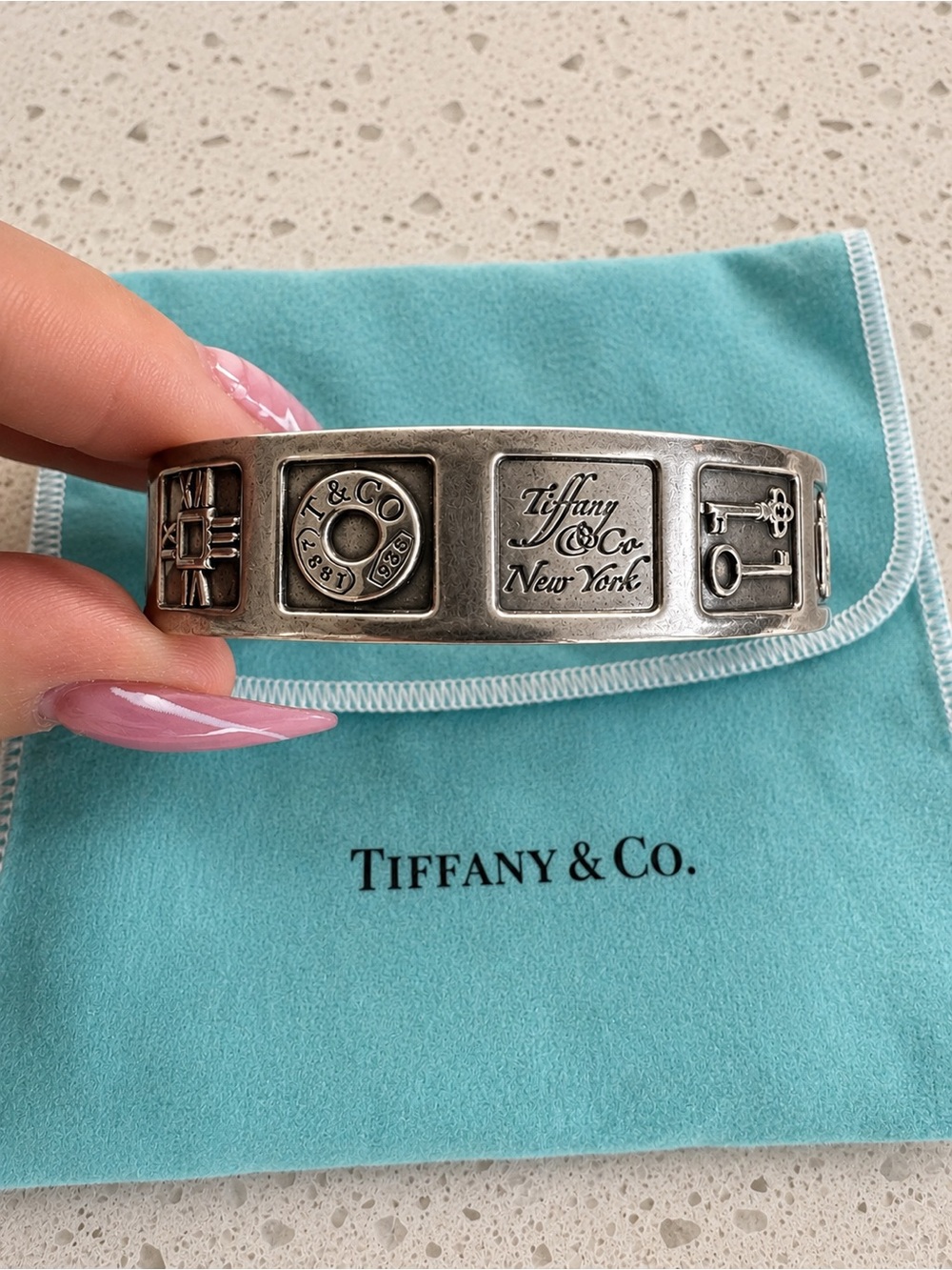 TIFFANY & CO. Sterling Silver 175th Anniversary Bangle Bracelet